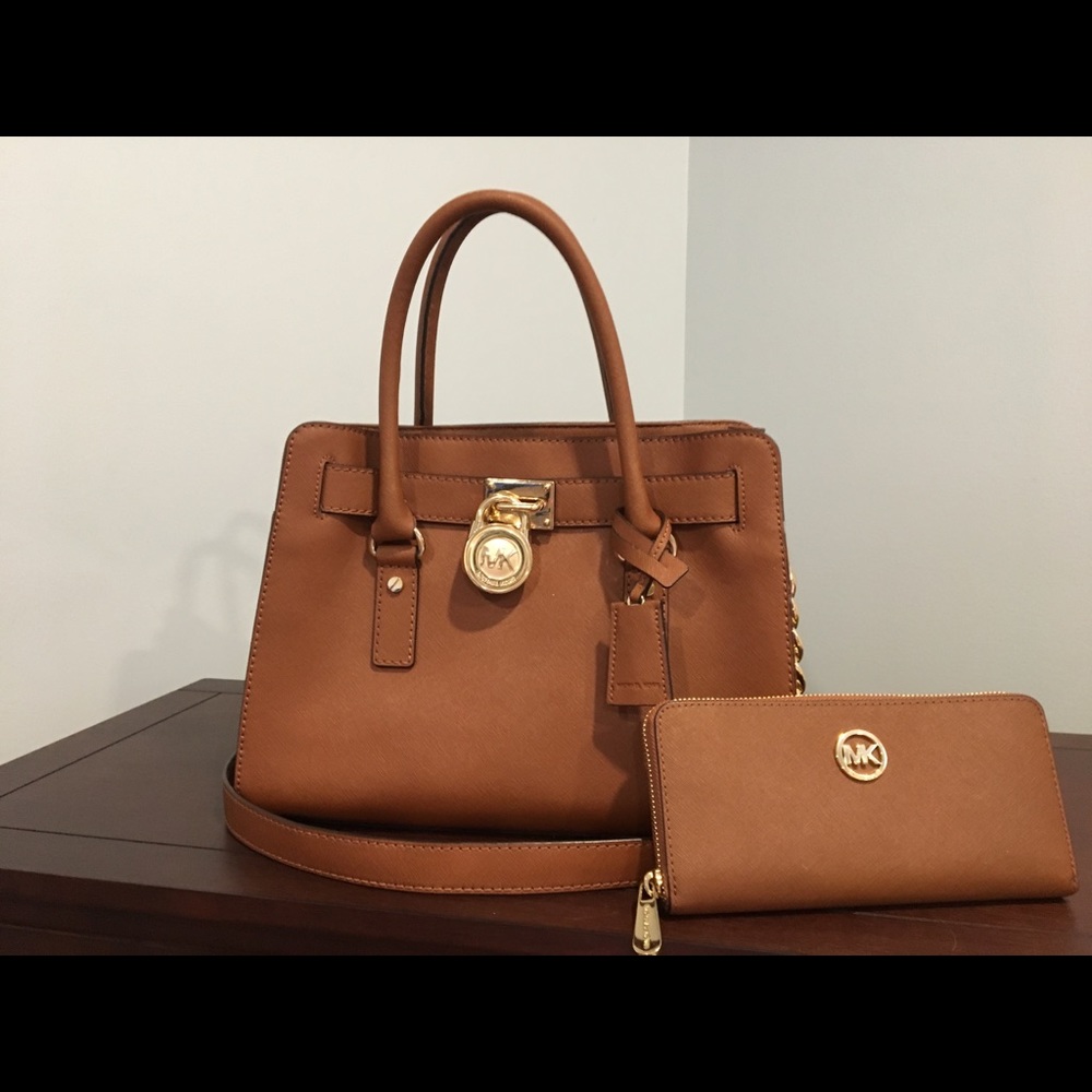 Michael Kors Hamilton brown leather bag & wallet